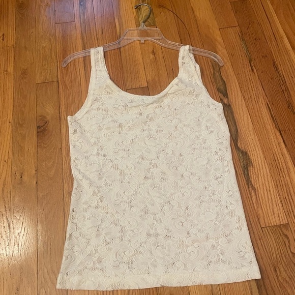 WHITE Tank Top Floral Mesh - Picture 1 of 4